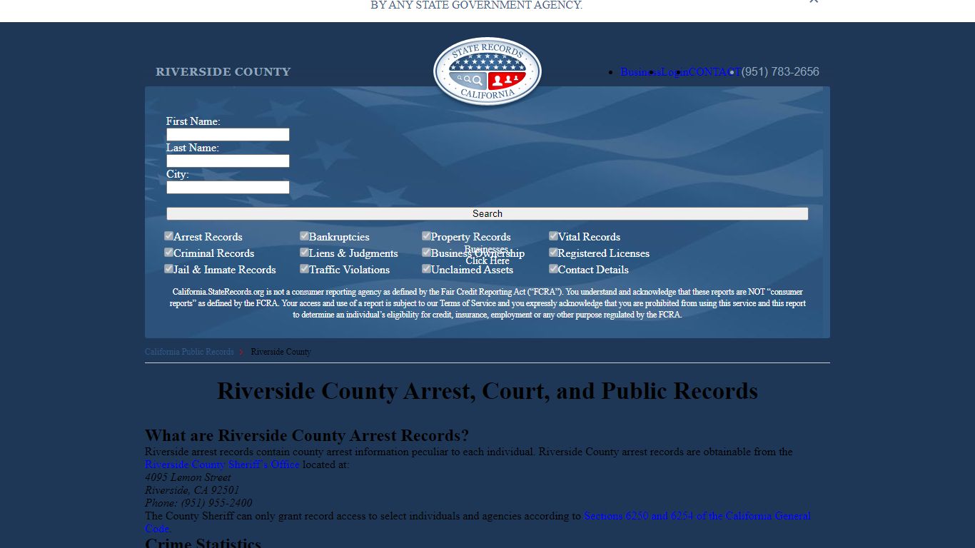 Riverside County Arrest, Court, and Public Records